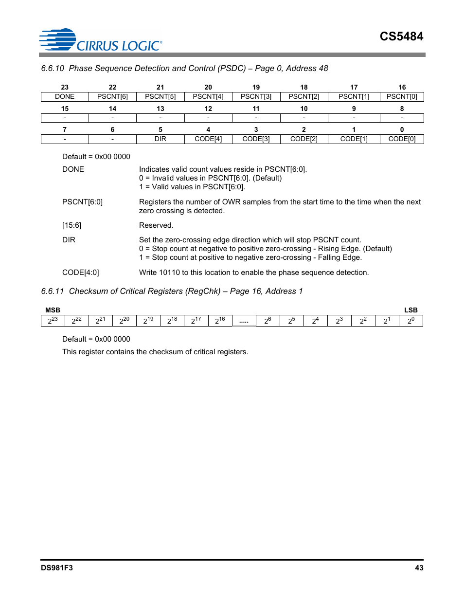 Cs5484 | Cirrus Logic CS5484 User Manual | Page 43 / 67