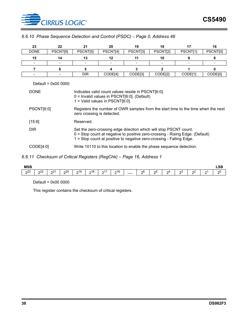 Cs5490 | Cirrus Logic CS5490 User Manual | Page 38 / 57