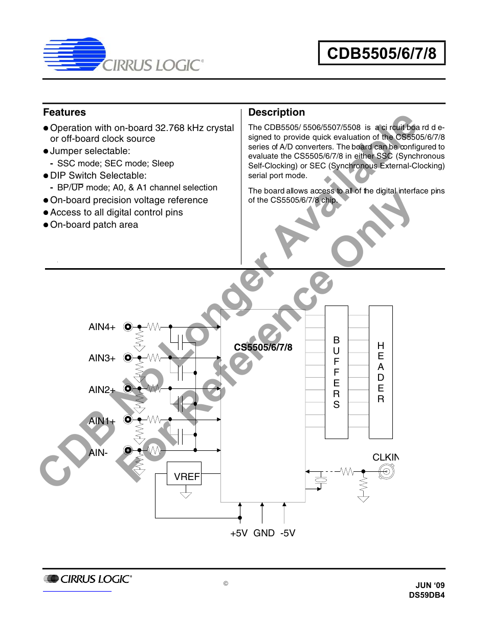 Cdb no longer available for reference only | Cirrus Logic CS5508 User Manual | Page 33 / 40