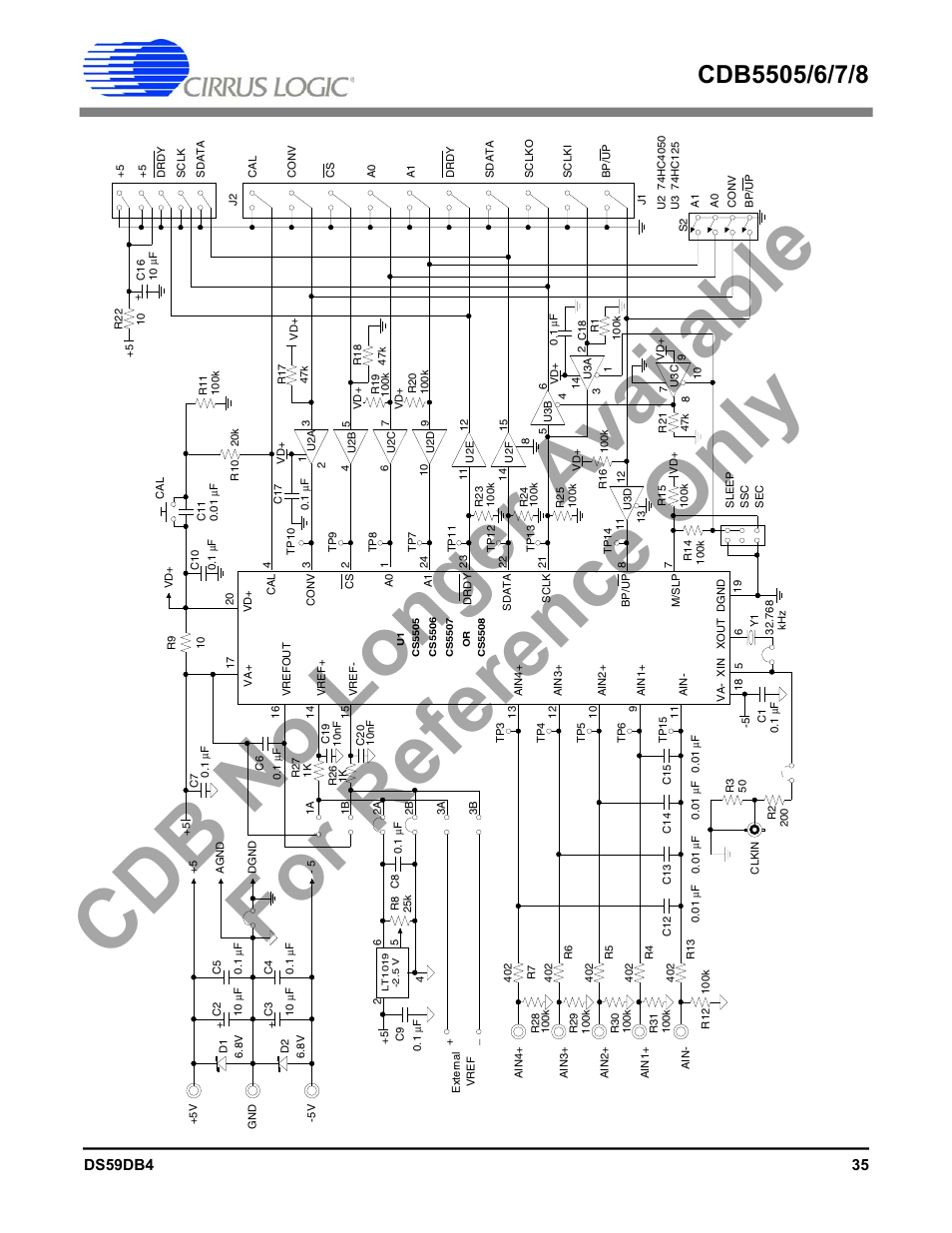 Cdb no longer available for reference only, Figure 1. adc connect ions | Cirrus Logic CS5508 User Manual | Page 35 / 40