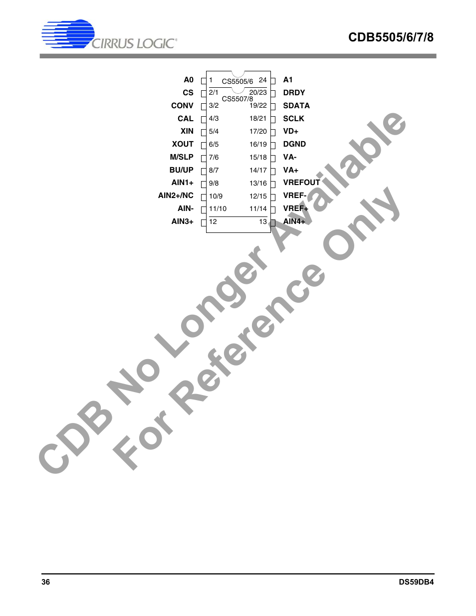 Cdb no longer available for reference only | Cirrus Logic CS5508 User Manual | Page 36 / 40