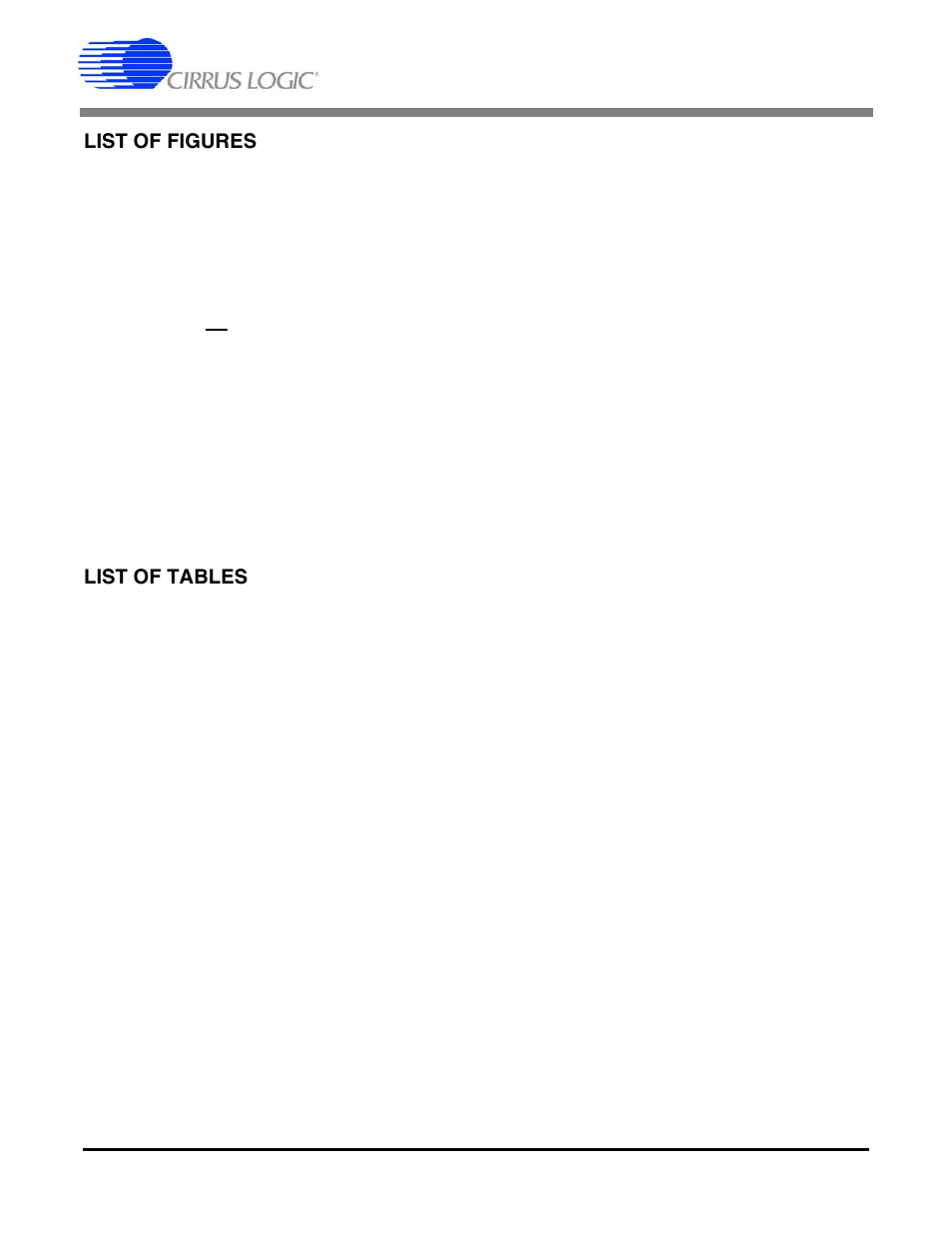 List of figures, List of tables | Cirrus Logic CS5513 User Manual | Page 3 / 26