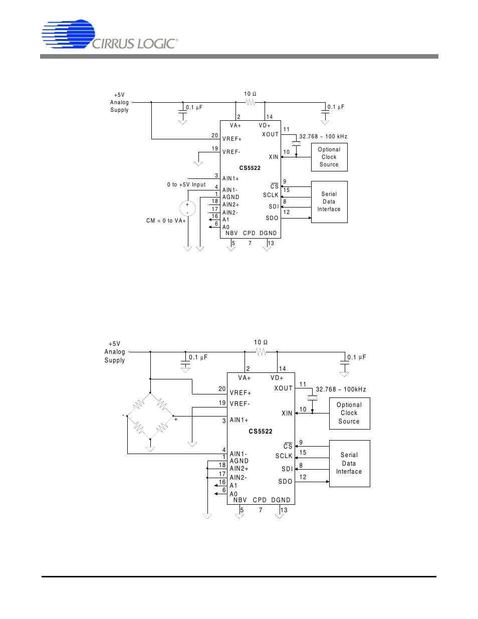 22 illustrates the cs5522 connected to mea, 23 illustrates the | Cirrus Logic CS5528 User Manual | Page 44 / 56