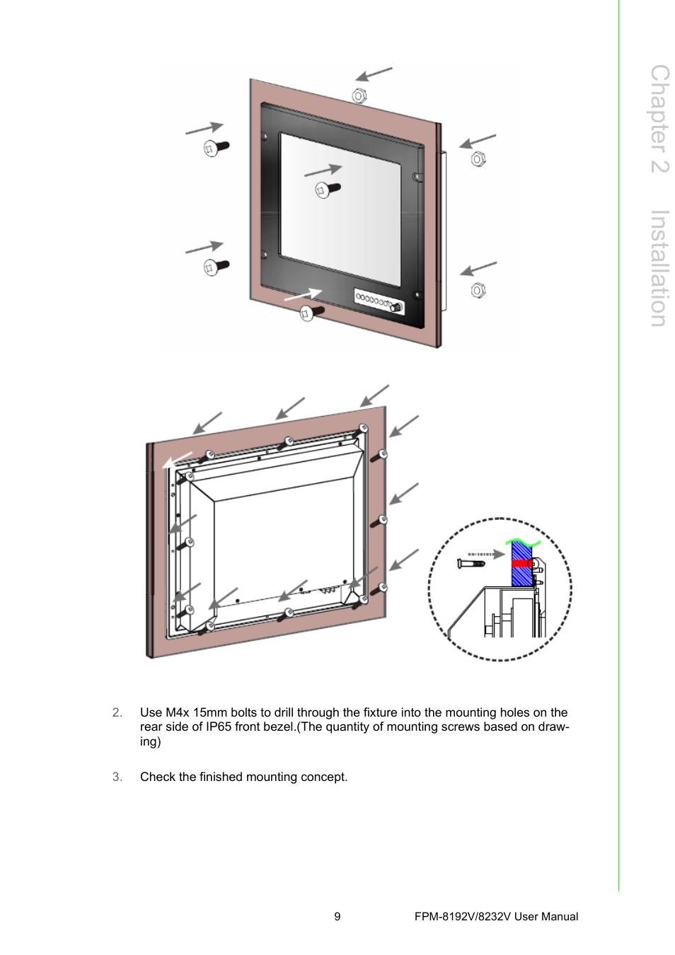 Chapter 2 installation | Advantech FPM-8192V/8232V User Manual | Page 17 / 48