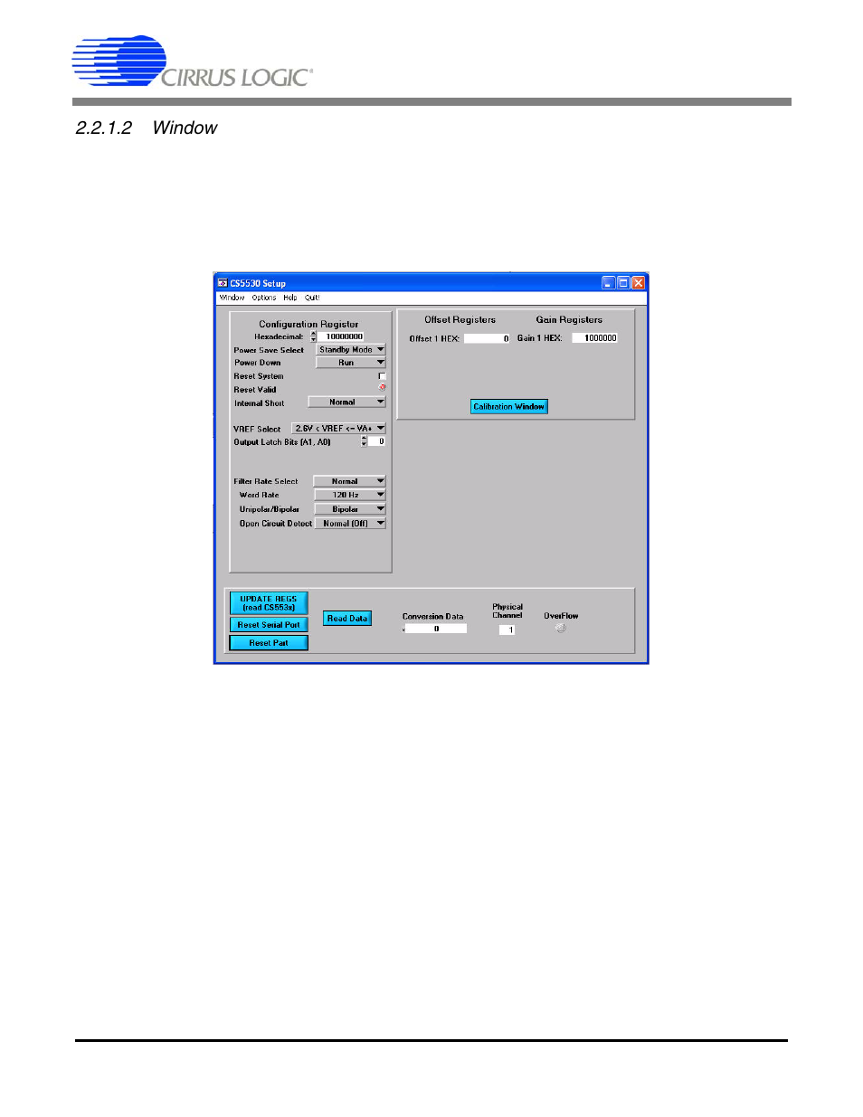 2 window, 2 setup window, Figure 5. cdb5530u setup window | Cdb5530u | Cirrus Logic CDB5530U User Manual | Page 10 / 20