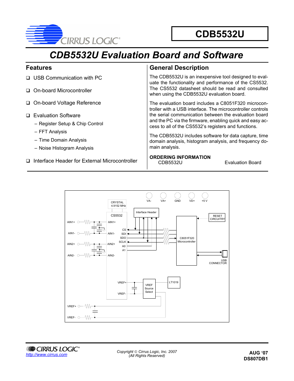 Cirrus Logic CDB5532U User Manual | 22 pages
