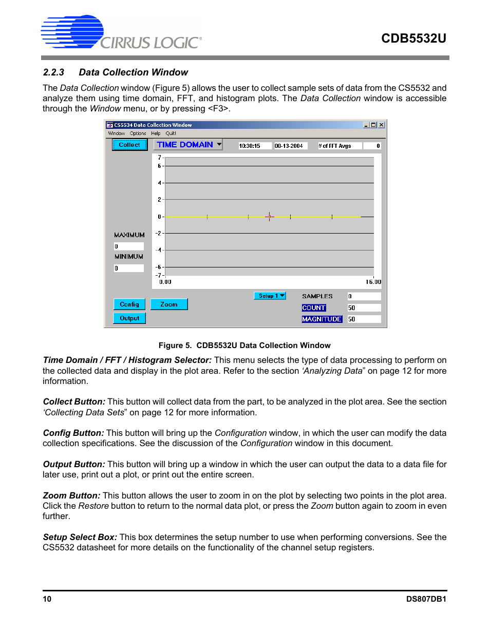 3 data collection window, Figure 5. cdb5532u data collection window, Cdb5532u | Cirrus Logic CDB5532U User Manual | Page 10 / 22