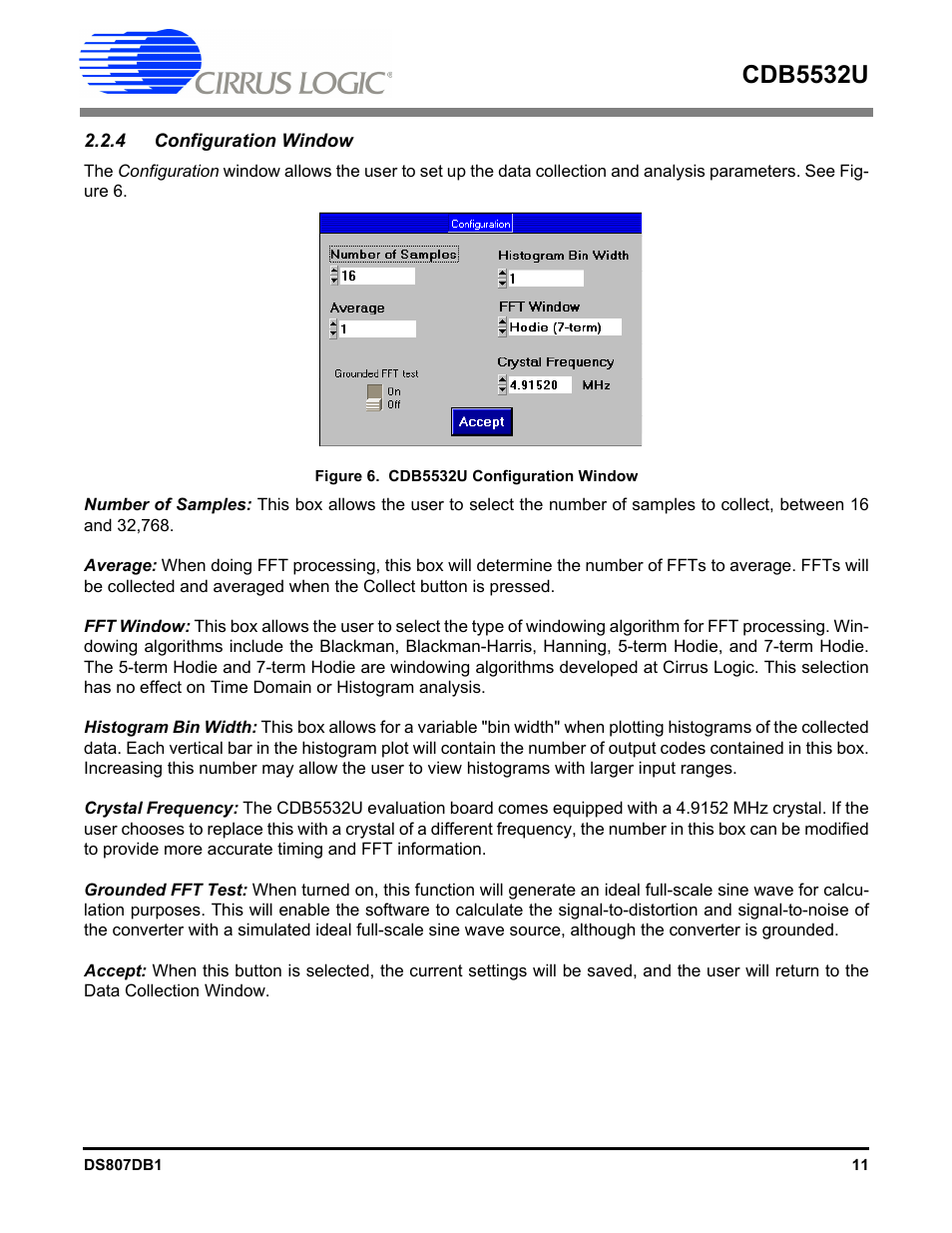 4 configuration window, Figure 6. cdb5532u configuration window, Cdb5532u | Cirrus Logic CDB5532U User Manual | Page 11 / 22