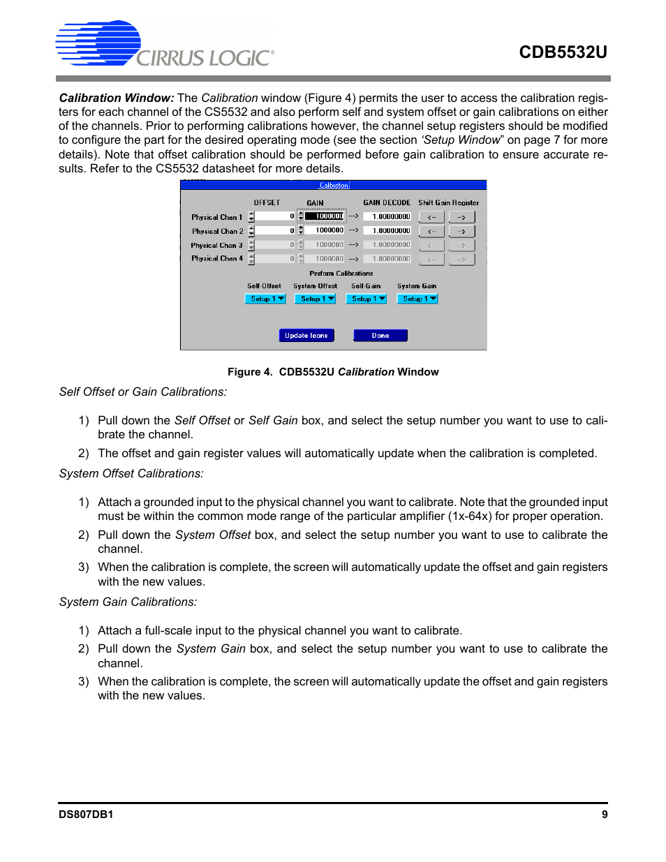 Figure 4. cdb5532u calibration window, Cdb5532u | Cirrus Logic CDB5532U User Manual | Page 9 / 22