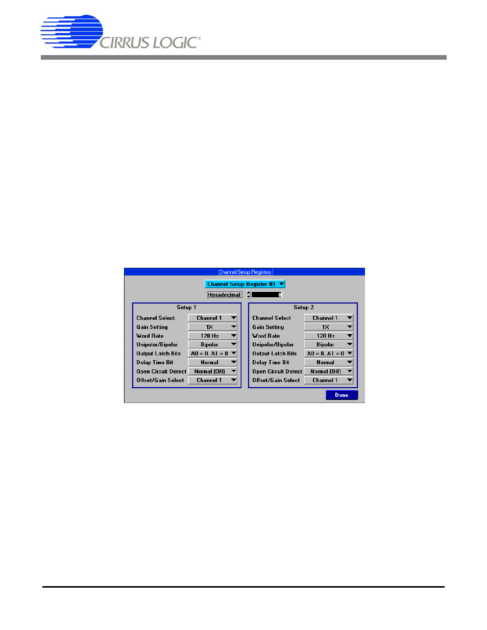Figure 6. cdb5534u channel setup register window, Cdb5534u | Cirrus Logic CDB5534U User Manual | Page 12 / 22