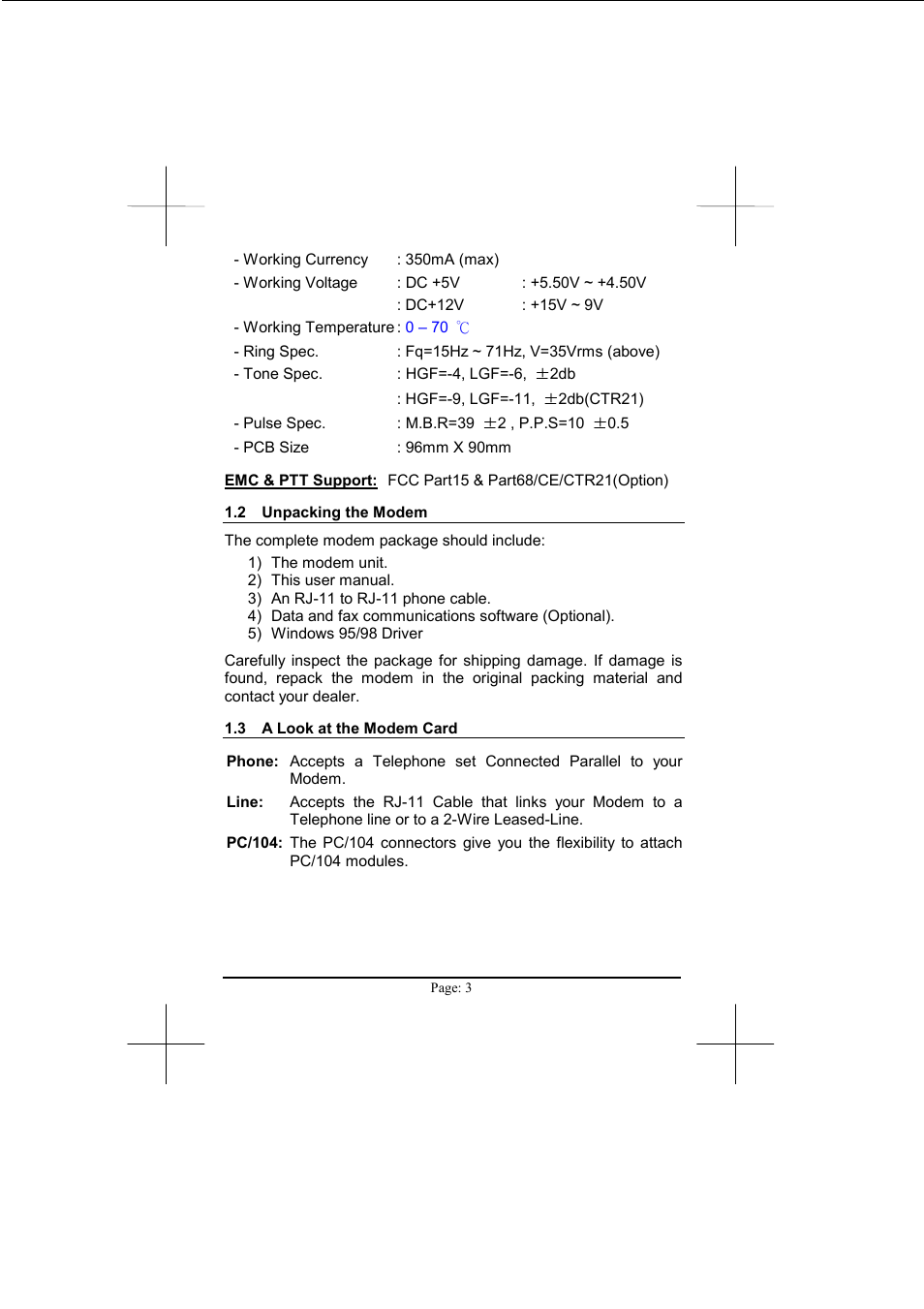 Advantech PCM-3601 User Manual | Page 5 / 35
