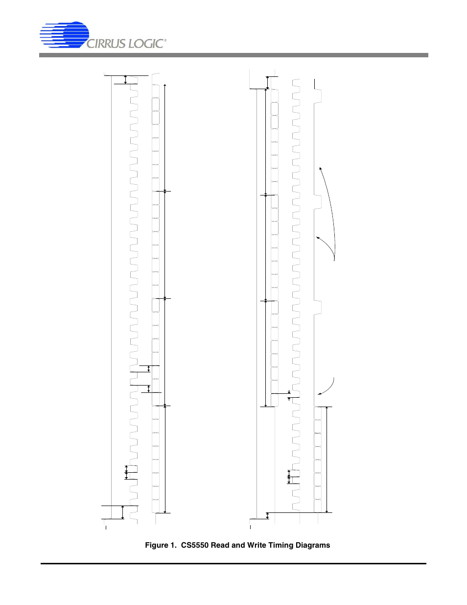 Figure 1. cs5550 read and write timing diagrams, Cs5550, Sdi write timing ( n ot t o scale) | Cirrus Logic CS5550 User Manual | Page 9 / 24