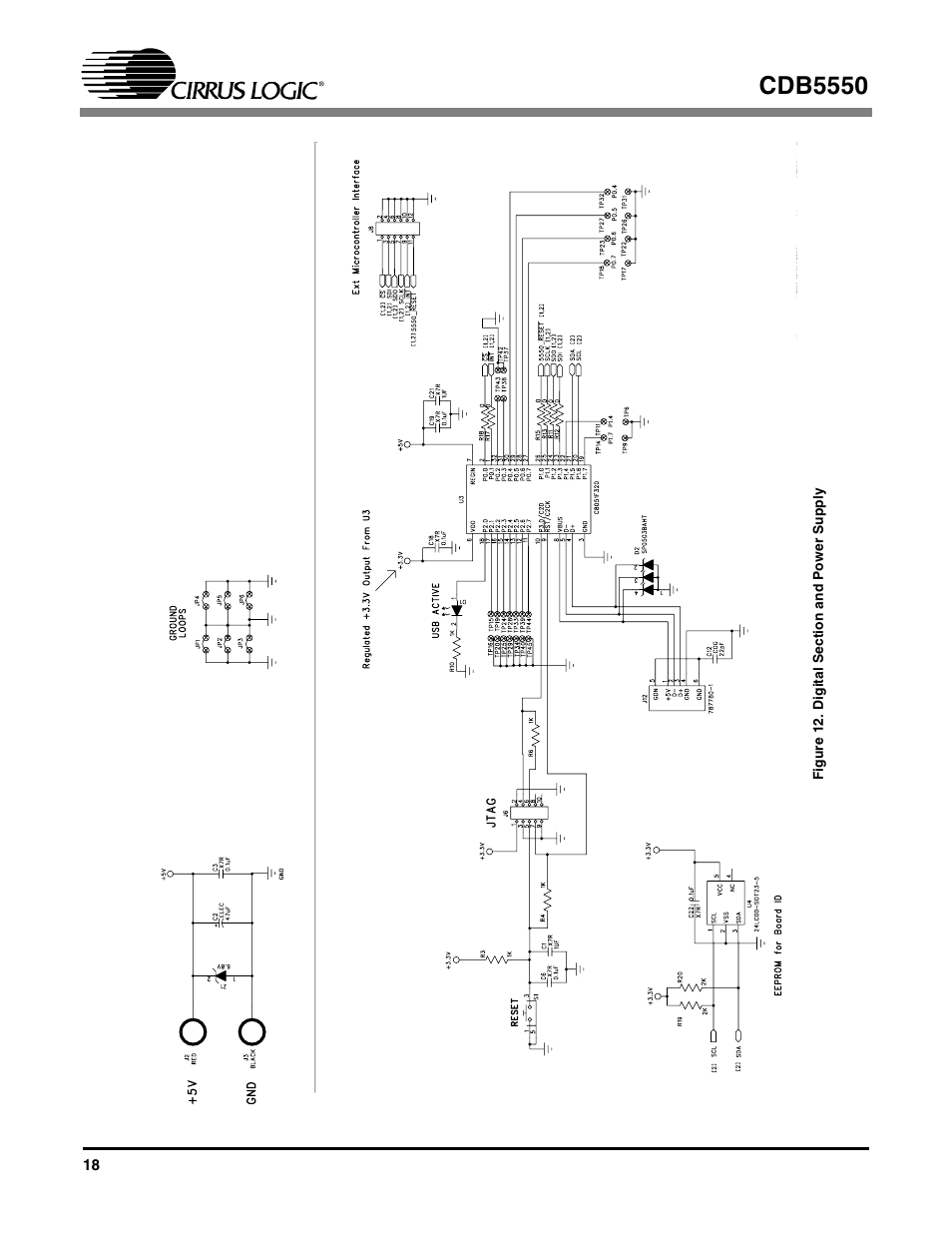 Figure 12. digital section and power supply, Cdb5550 | Cirrus Logic CS5550 User Manual | Page 18 / 23