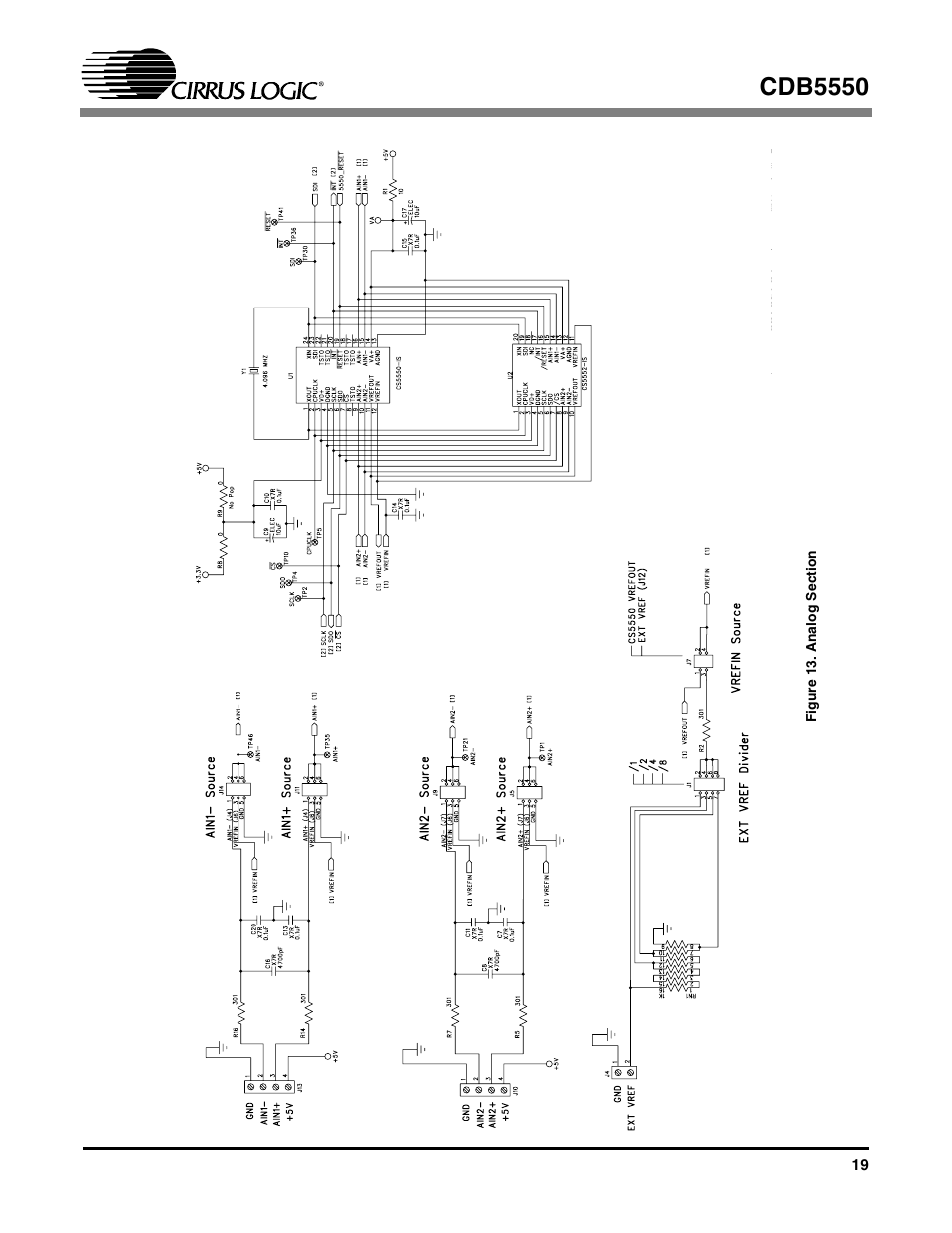 Figure 13. analog section, Cdb5550 | Cirrus Logic CS5550 User Manual | Page 19 / 23