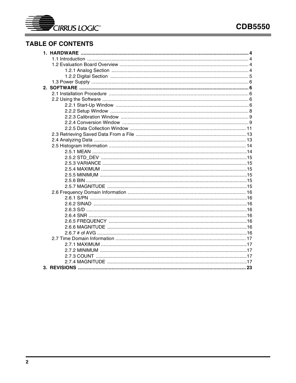Cirrus Logic CS5550 User Manual | Page 2 / 23