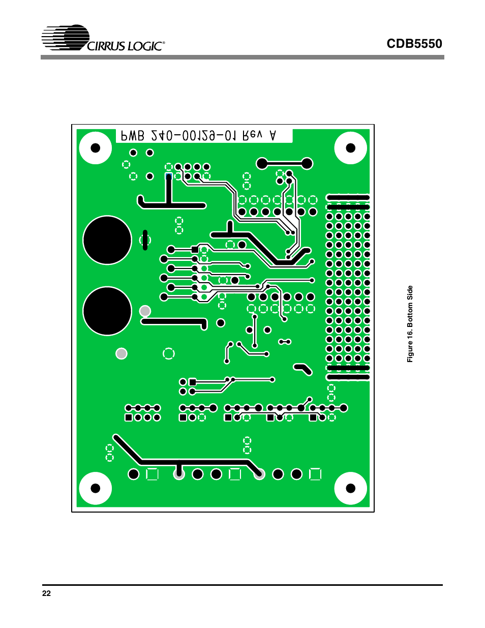 Figure 16. bottom side, Cdb5550 | Cirrus Logic CS5550 User Manual | Page 22 / 23