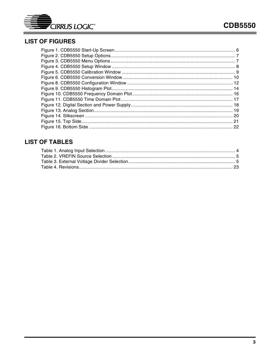 Cdb5550 | Cirrus Logic CS5550 User Manual | Page 3 / 23