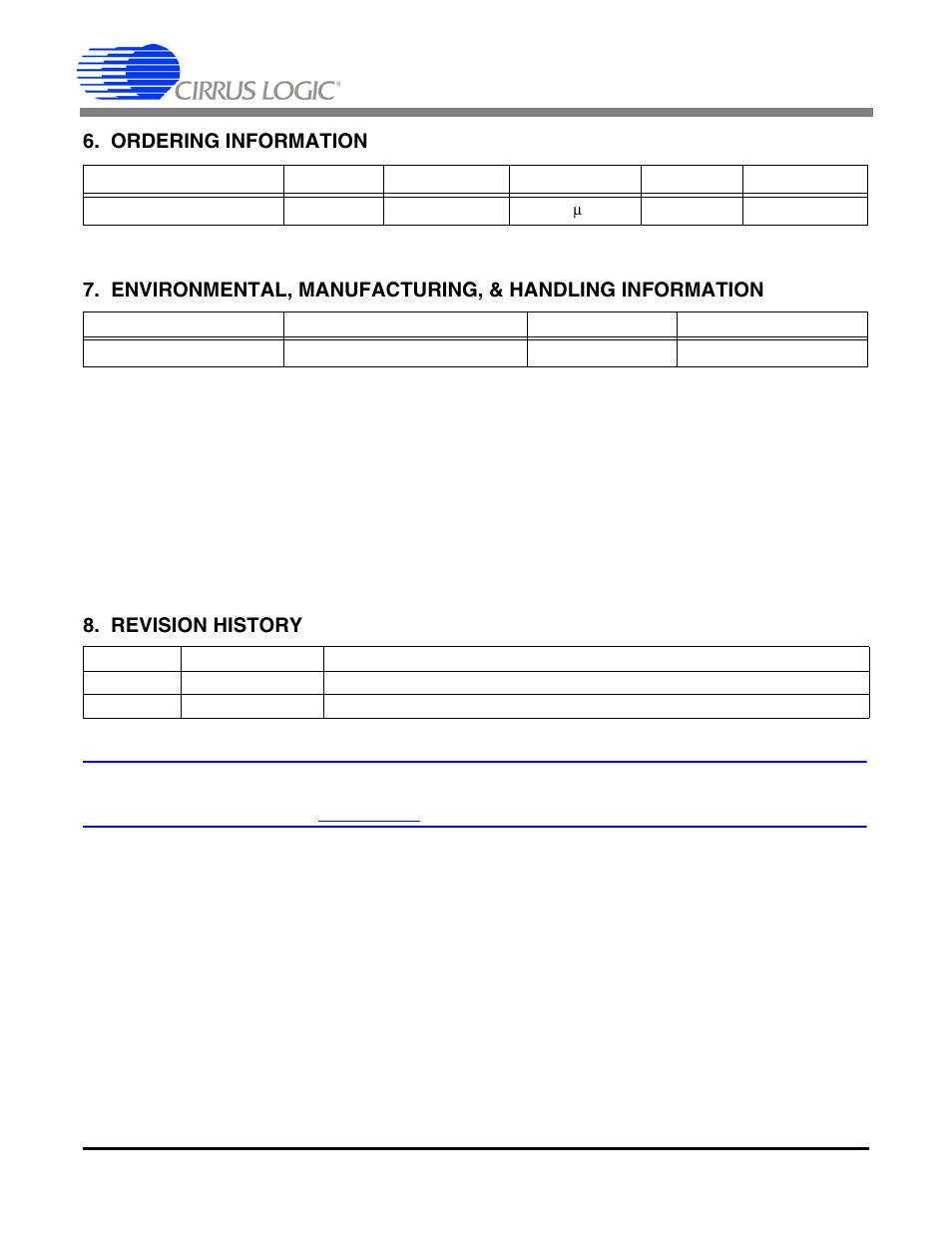 Ordering information, Revision history, Cs5581 | Cirrus Logic CS5581 User Manual | Page 32 / 32