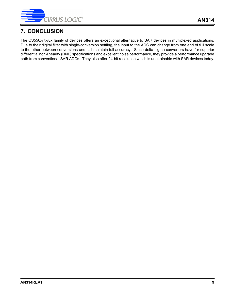 An314 7. conclusion | Cirrus Logic AN314 User Manual | Page 9 / 10