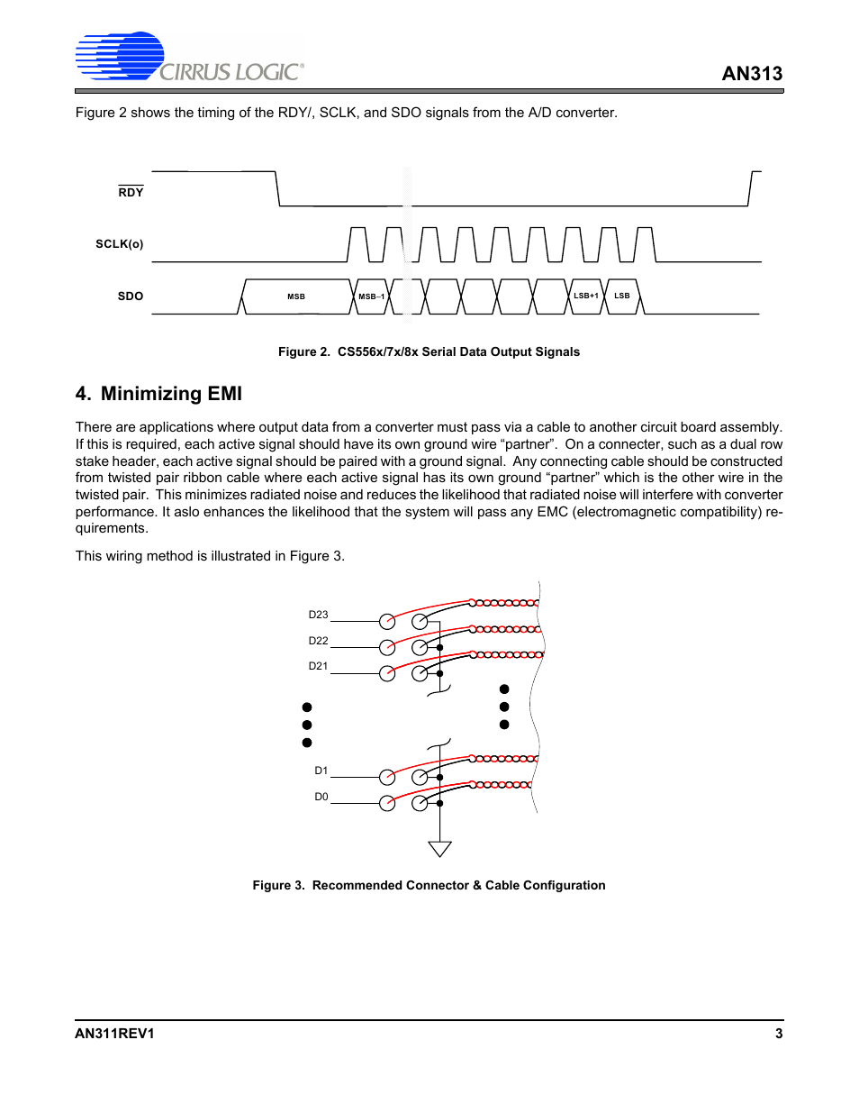 An313, Minimizing emi | Cirrus Logic AN313 User Manual | Page 3 / 4