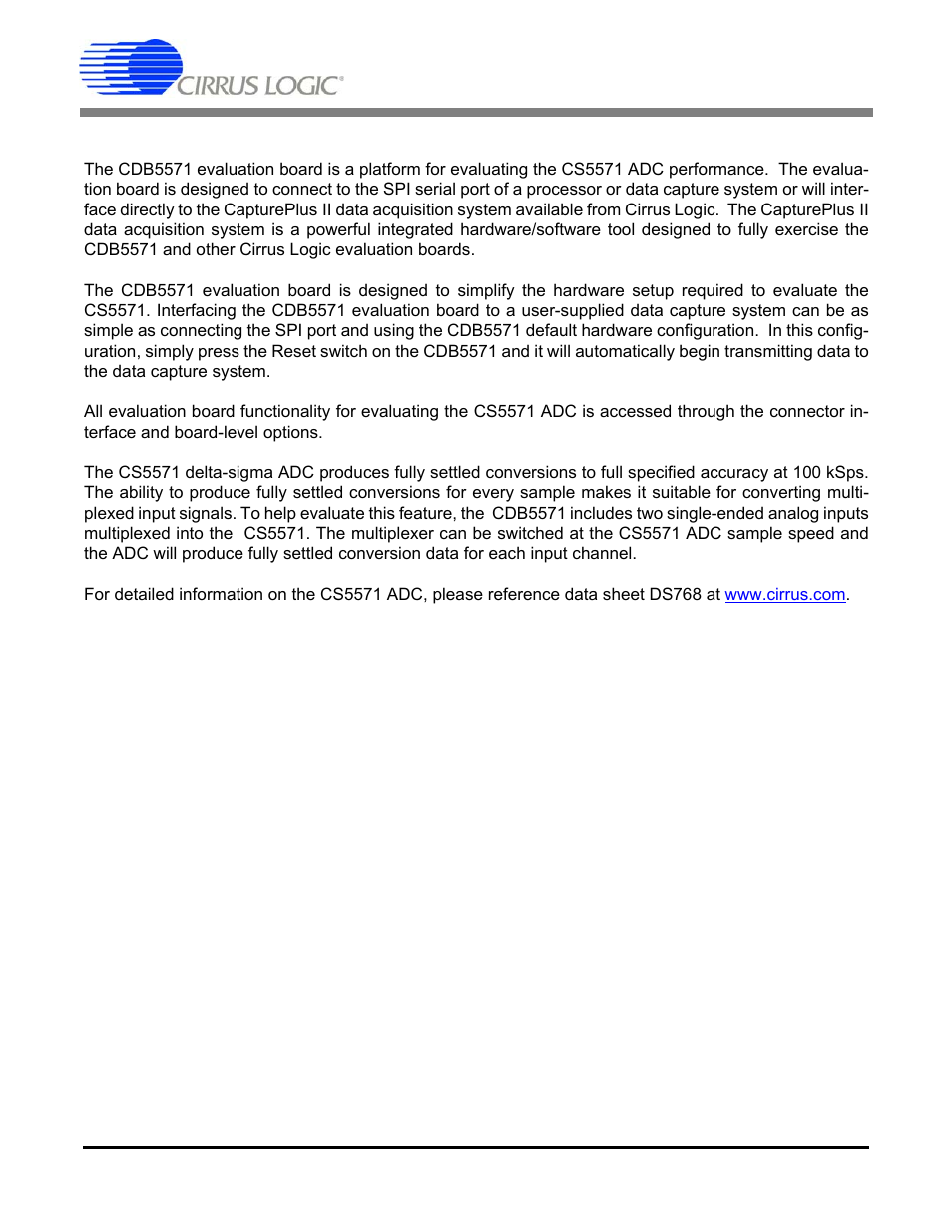 Introduction, Cdb5571 | Cirrus Logic CDB5571 User Manual | Page 3 / 26