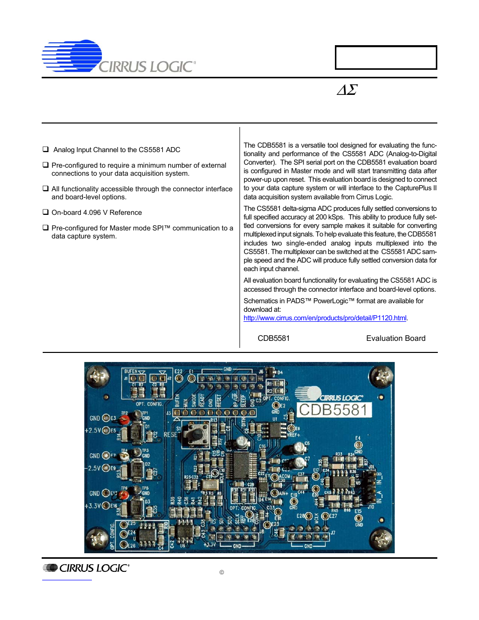 Cirrus Logic CDB5581 User Manual | 26 pages