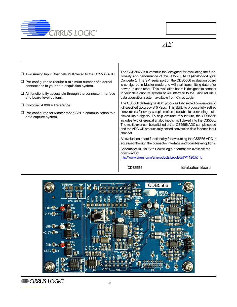 Cirrus Logic CDB5566 User Manual | 26 pages