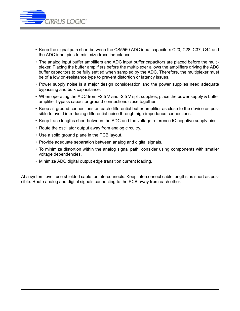 A.1 pcb layout considerations, A.2 hardware considerations, Cdb5560 | Cirrus Logic CDB5560 User Manual | Page 9 / 26