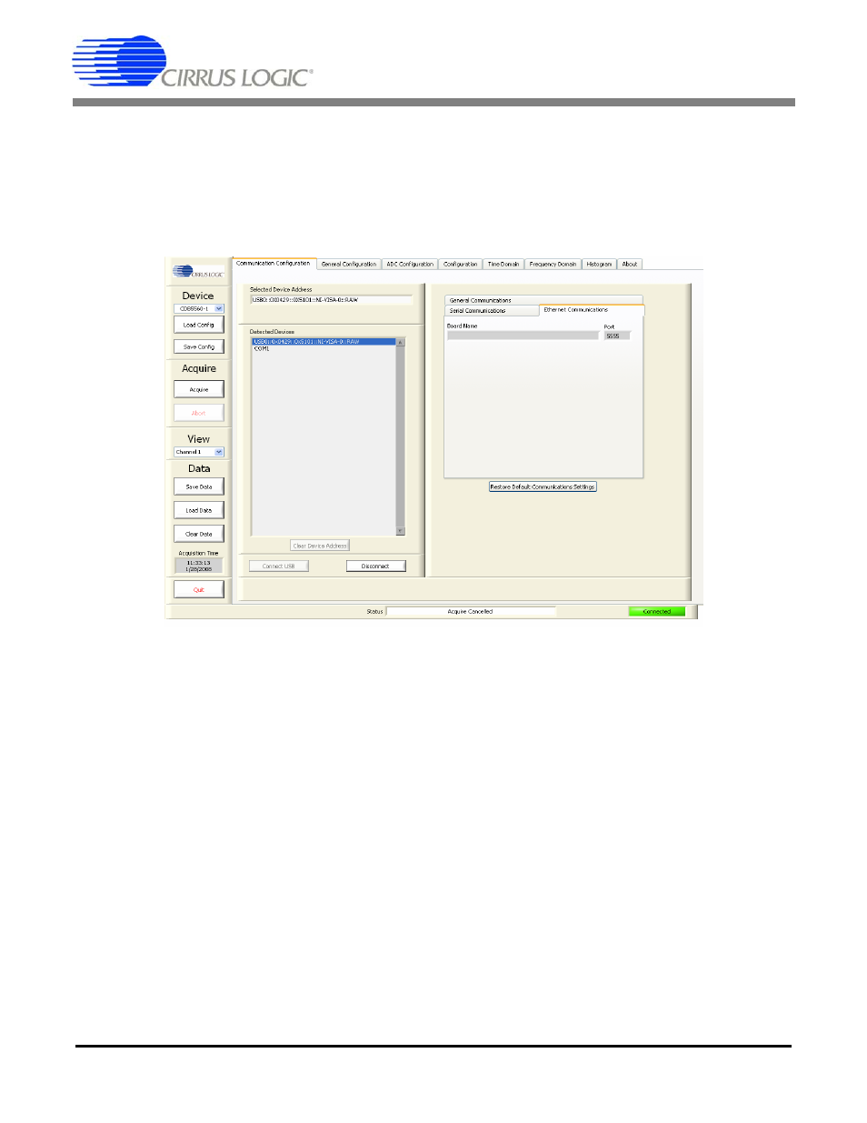 1 communication configuration tab, Captureplus ii | Cirrus Logic CapturePlus II User Manual | Page 11 / 42