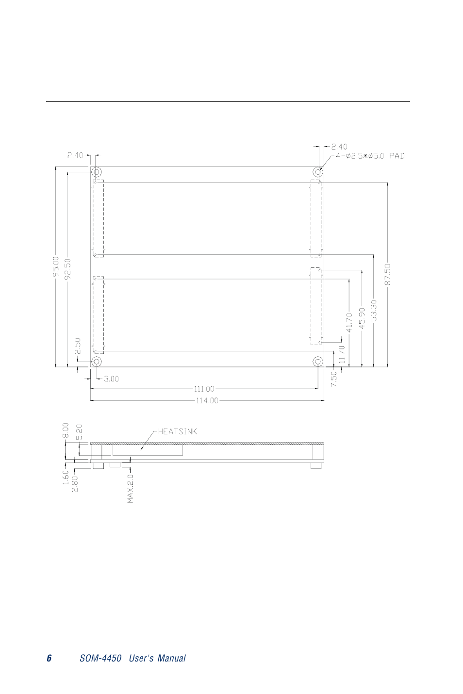 3 board dimensions | Advantech SOM-4450 CPU System On Module SOM-4450 ETX User Manual | Page 12 / 38