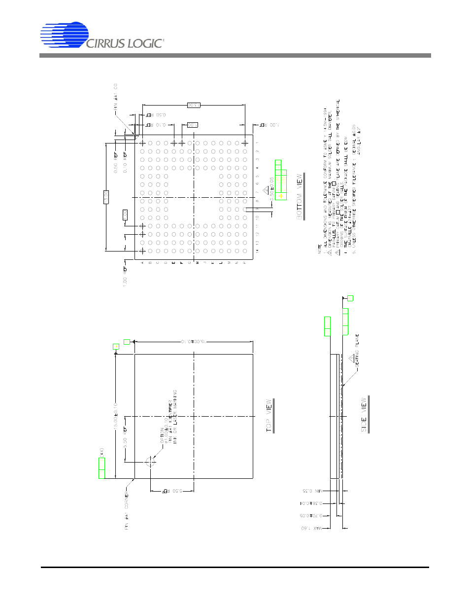 Lfbga package dimensions | Cirrus Logic CS61884 User Manual | Page 70 / 72