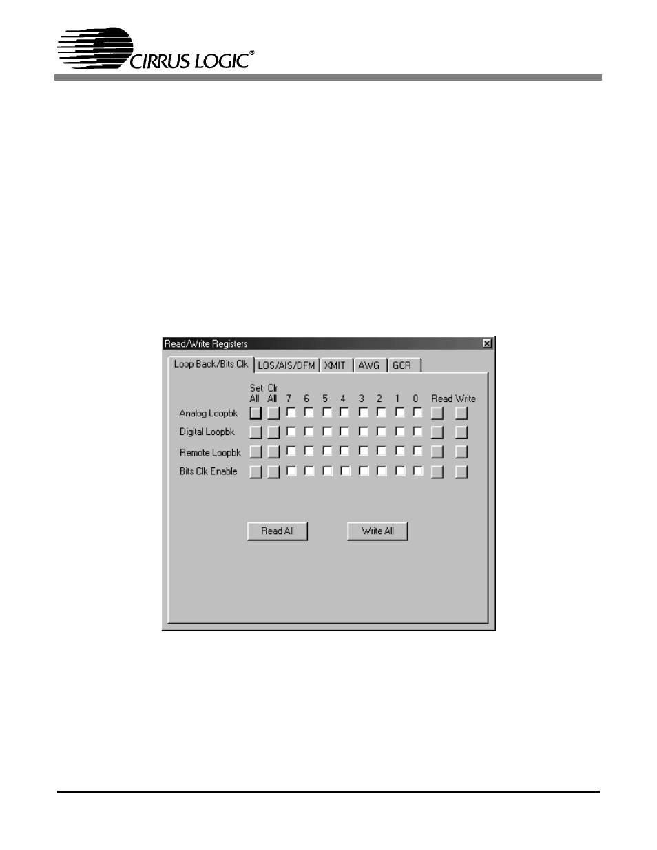 3 loopback /bits clock screen | Cirrus Logic CDB61884 User Manual | Page 13 / 22
