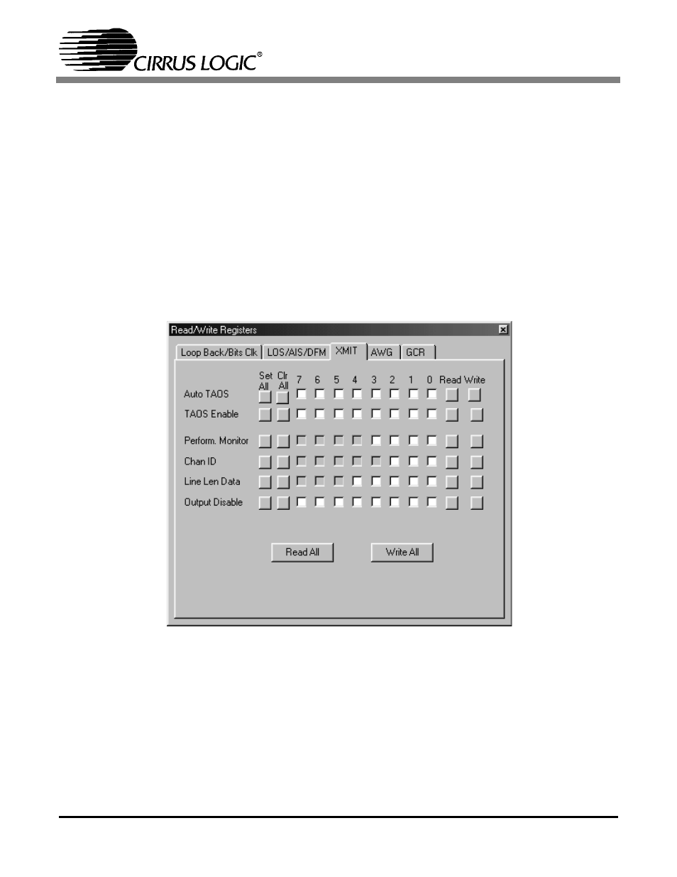 5 transmitter register screen, Figure 22. transmitter register screen | Cirrus Logic CDB61884 User Manual | Page 15 / 22