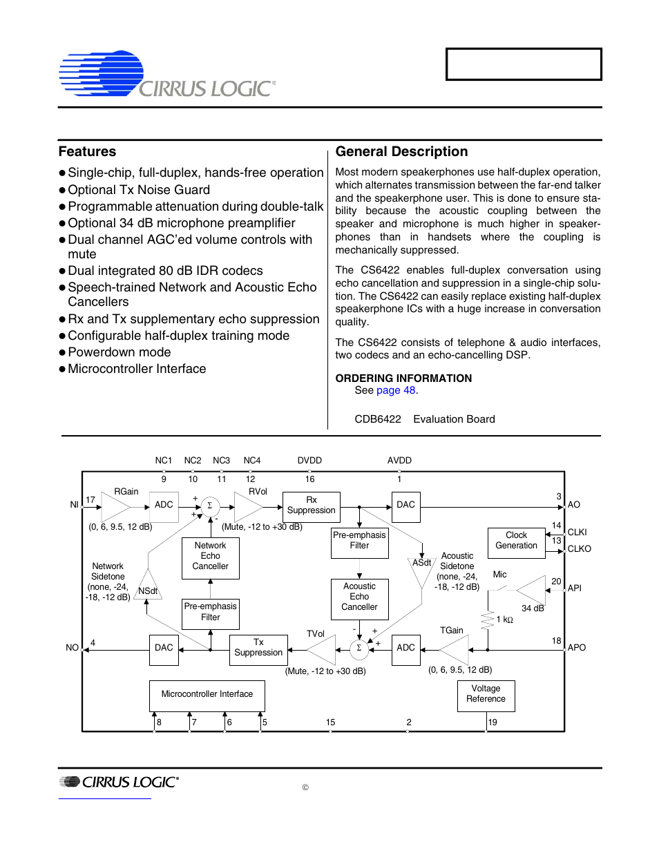 Cirrus Logic CS6422 User Manual | 48 pages