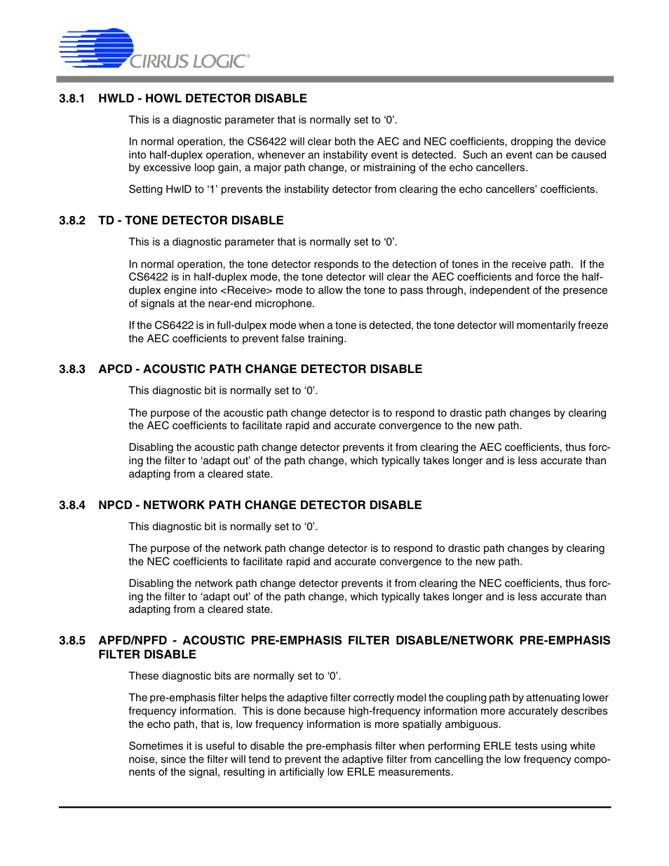 Pre-emphasis filter disable, Cs6422 | Cirrus Logic CS6422 User Manual | Page 27 / 48