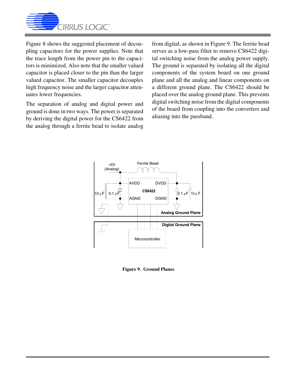 Figure 9. ground planes, Cs6422 | Cirrus Logic CS6422 User Manual | Page 31 / 48
