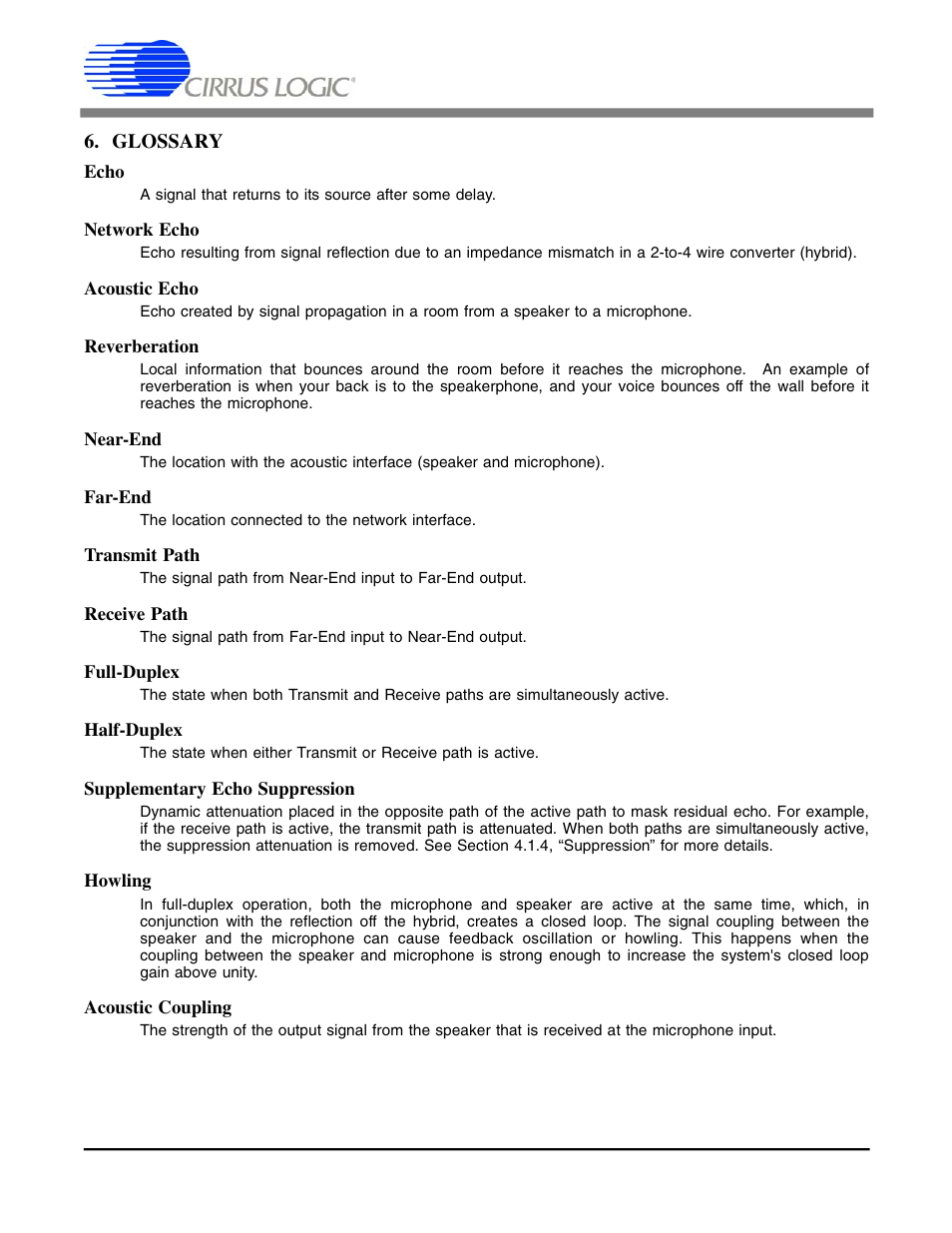 Glossary, Cs6422 | Cirrus Logic CS6422 User Manual | Page 45 / 48