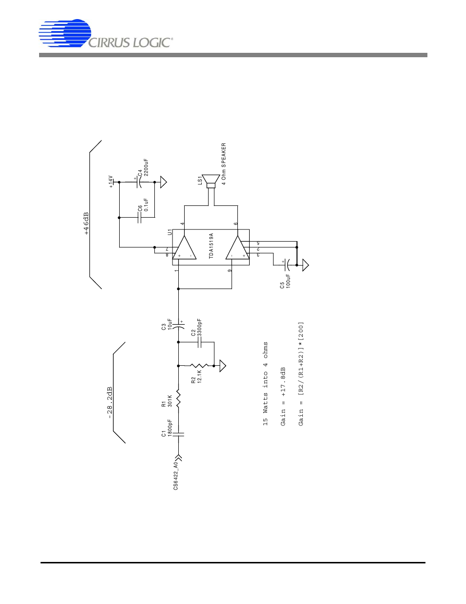 Figure 22. tda 1519a schematic, An168 | Cirrus Logic AN168 User Manual | Page 31 / 36