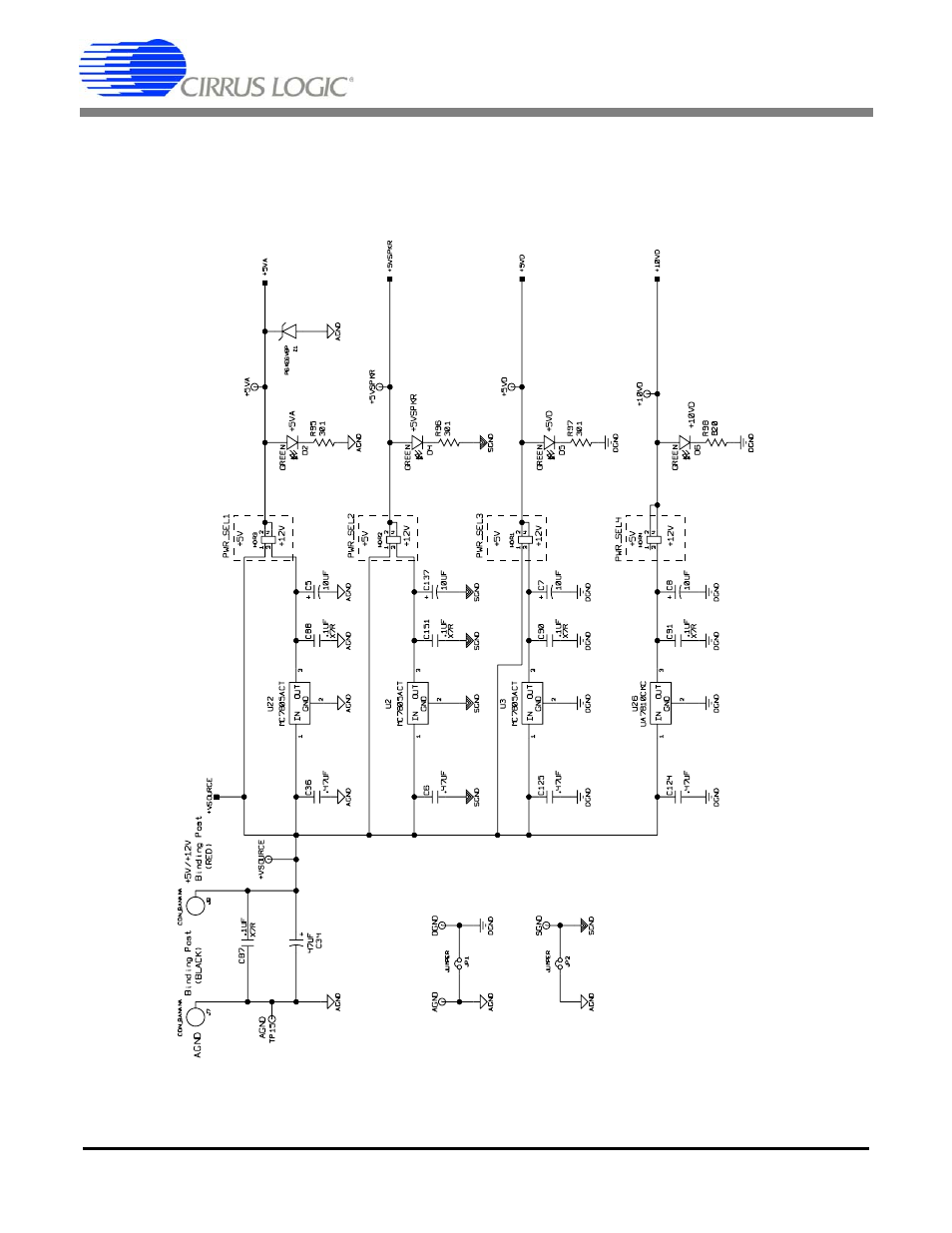Schematics, Figure 1. power, Cdb6422 | Cirrus Logic CDB6422 User Manual | Page 17 / 30