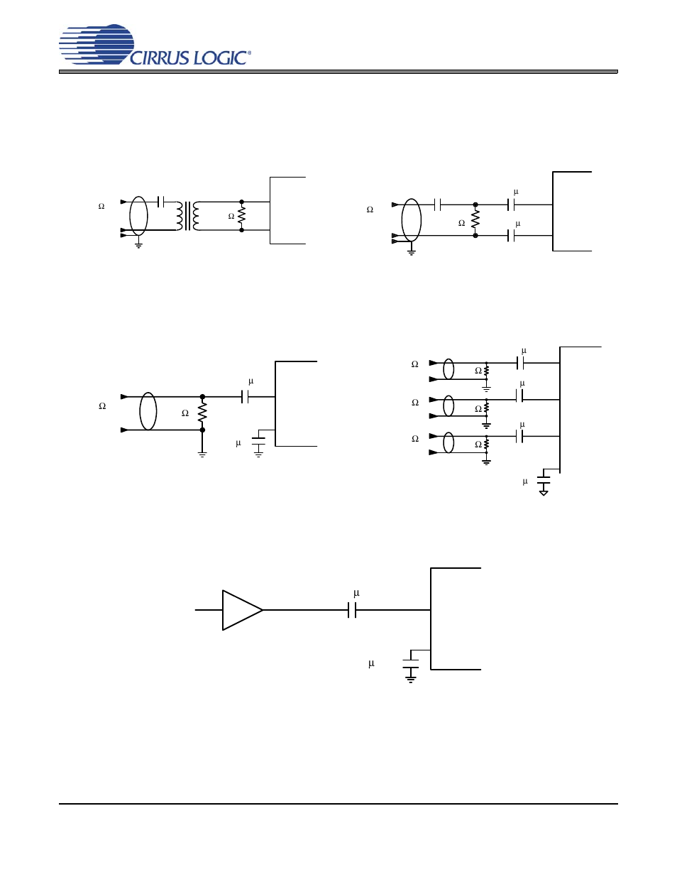 2 isolating transformer requirements, Figure 11. professional input circuit, Figure 13. consumer input circuit | Figure 14. s/pdif mux input circuit, Figure 15. ttl/cmos input circuit, Figure 11, Figure 12, Figures 11, Figure 13, Figure 14 | Cirrus Logic CS8415A User Manual | Page 37 / 46