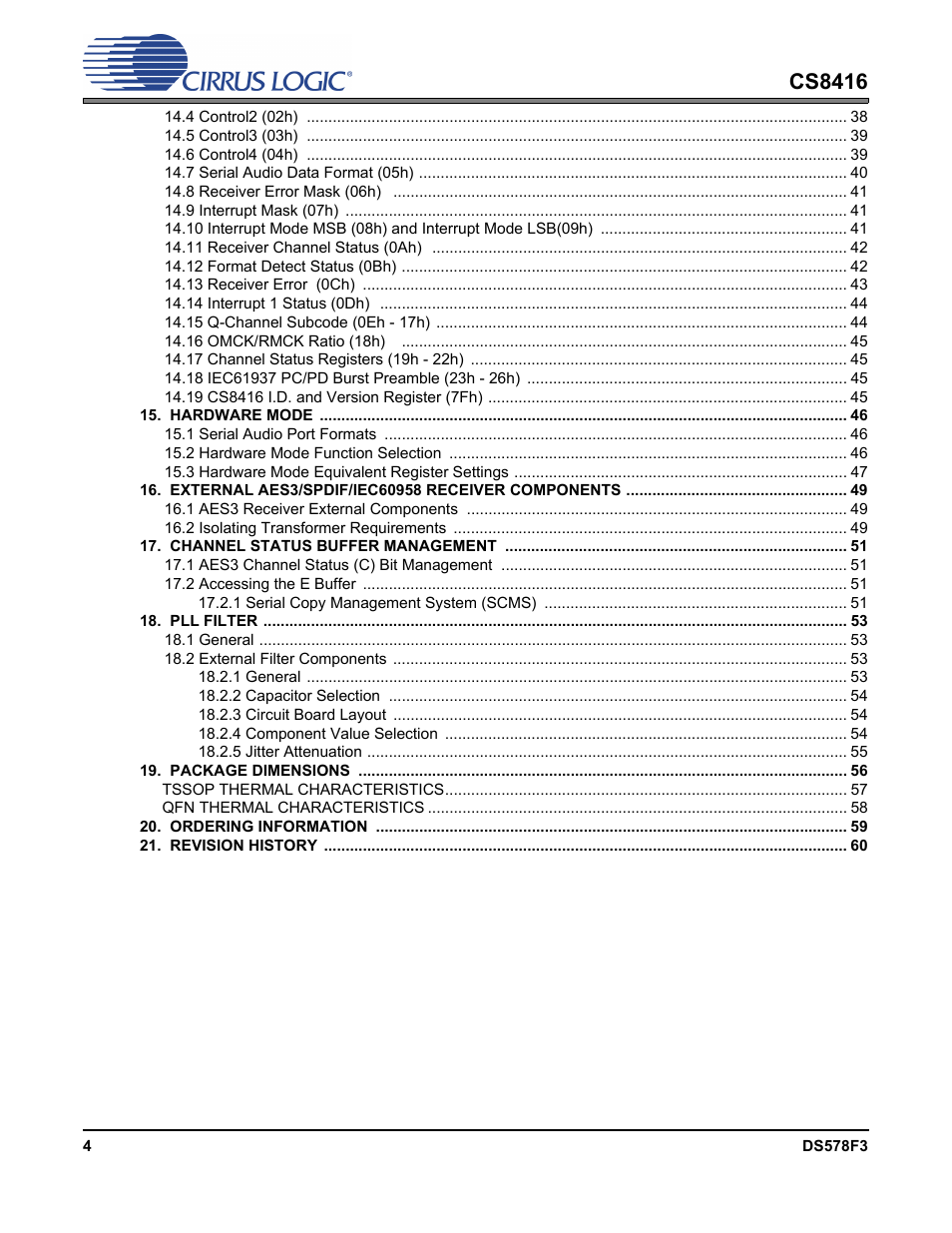 Cs8416 | Cirrus Logic CS8416 User Manual | Page 4 / 60