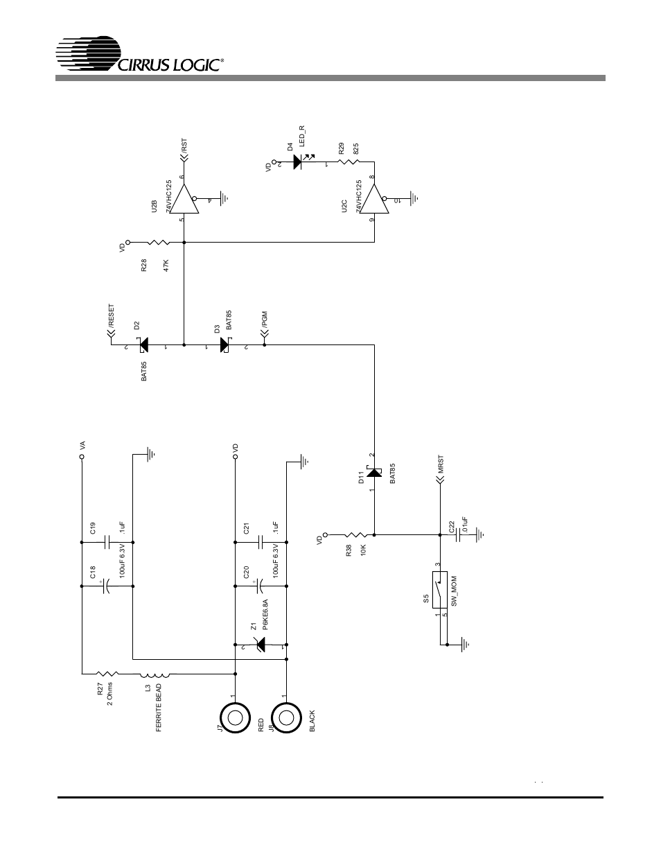 Figure 5. power supplies and reset circuit, Cdb8420, Gomez m arketing evaluation board | Cirrus Logic CDB8420 User Manual | Page 10 / 14