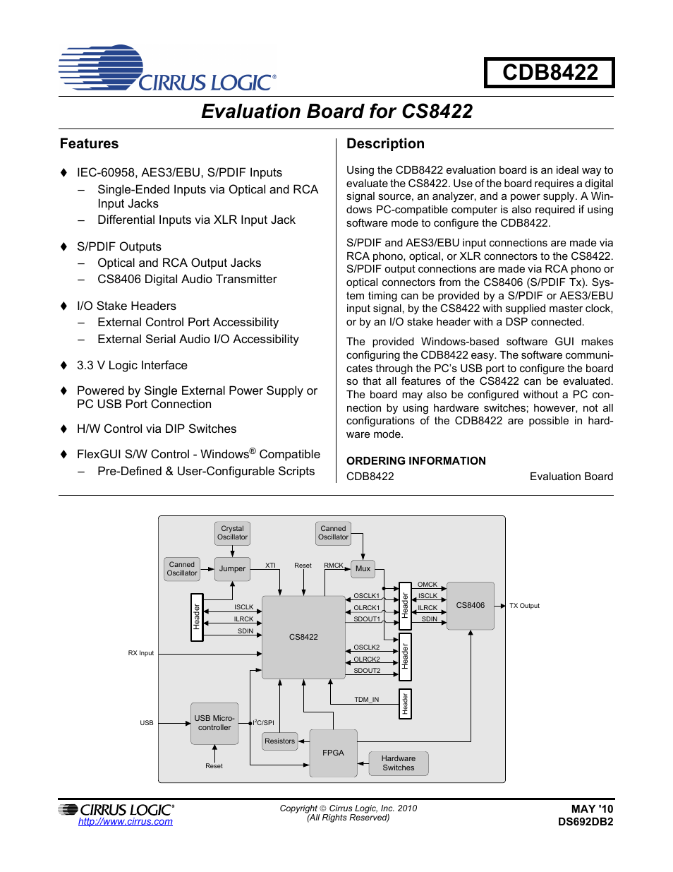 Cirrus Logic CDB8422 User Manual | 46 pages