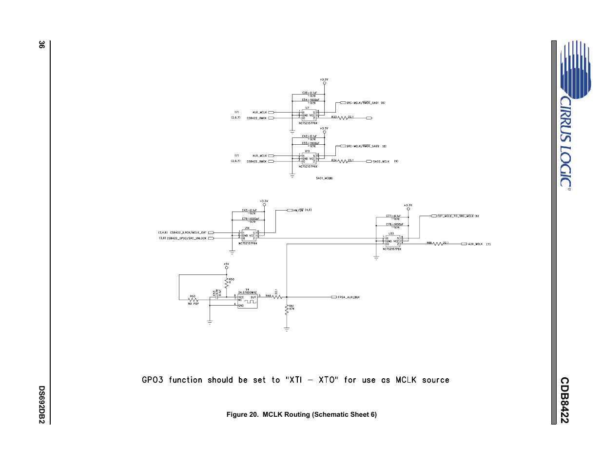 Figure 20.mclk routing (schematic sheet 6), Cdb8422 | Cirrus Logic CDB8422 User Manual | Page 36 / 46