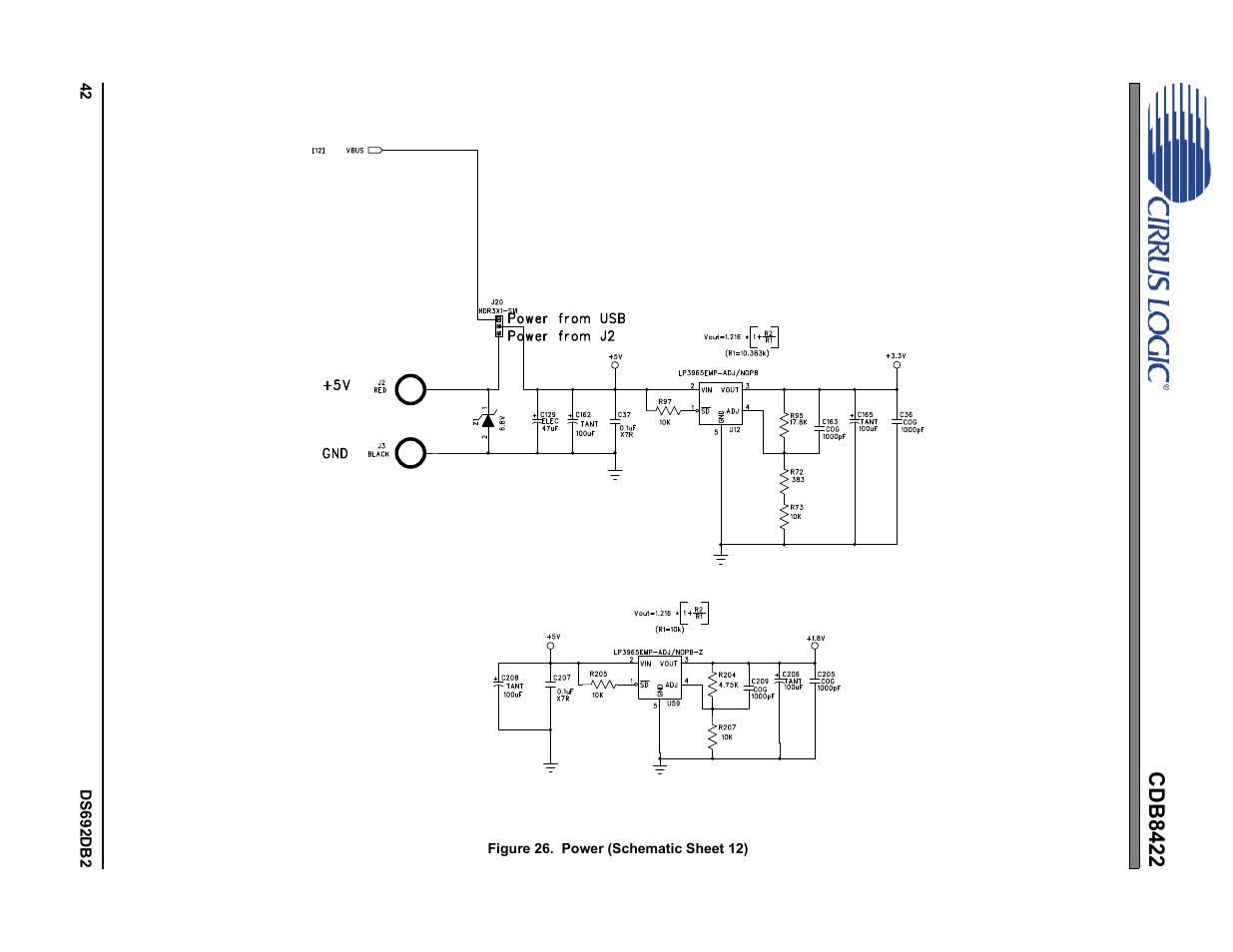 Figure 26.power (schematic sheet 12), Cdb8422 | Cirrus Logic CDB8422 User Manual | Page 42 / 46