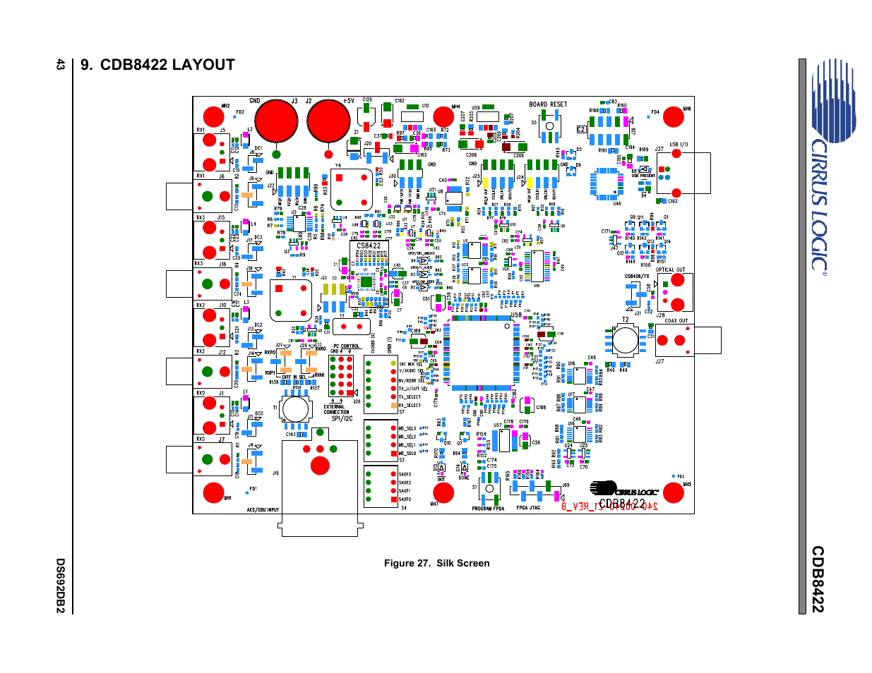 Cdb8422 layout, Figure 27.silk screen, Figure 27 | Cirrus Logic CDB8422 User Manual | Page 43 / 46