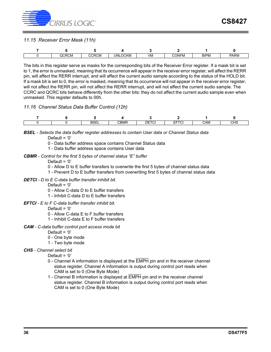 Cs8427 | Cirrus Logic CS8427 User Manual | Page 36 / 60