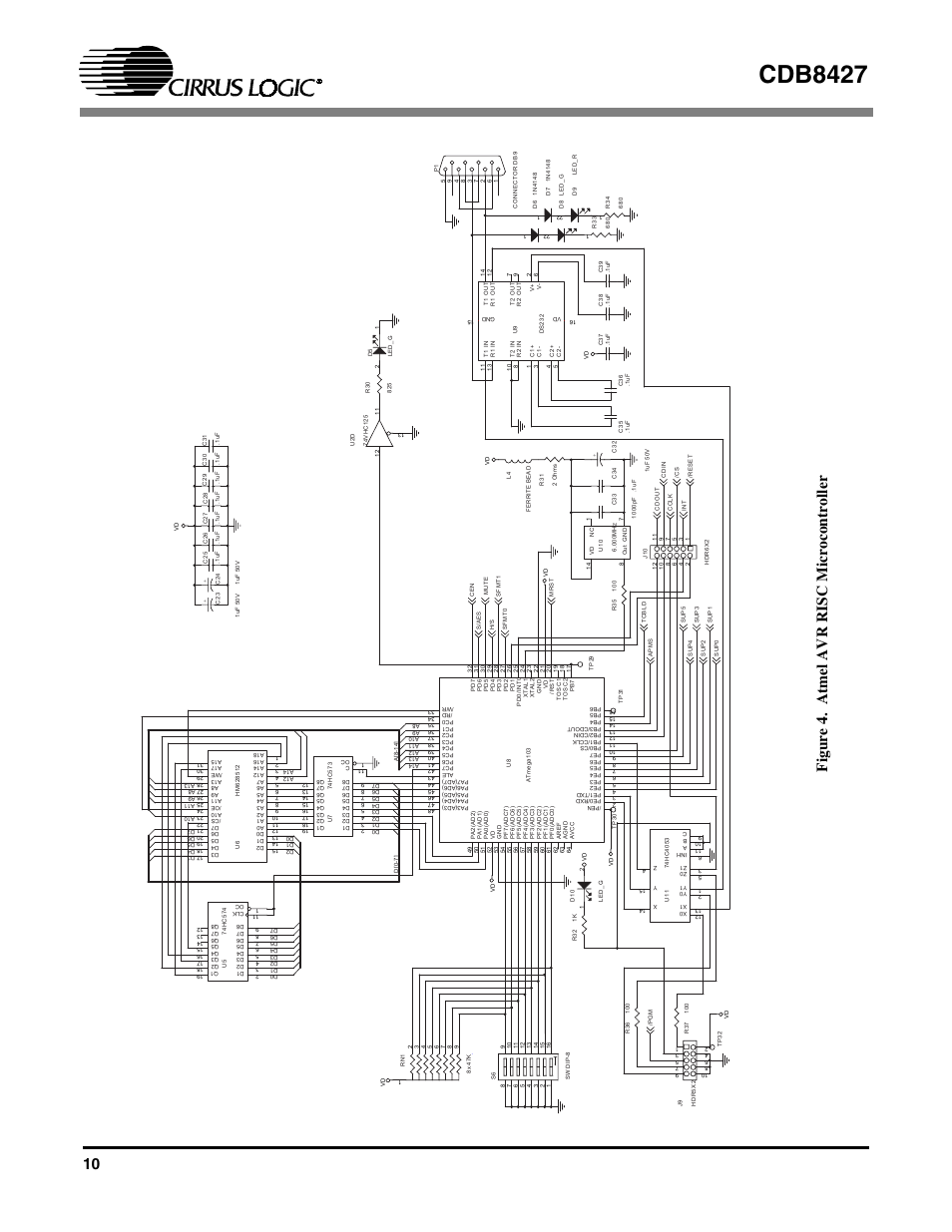 Figure 4. atmel avr risc microcontroller, Cdb8427 | Cirrus Logic CDB8427 User Manual | Page 10 / 14