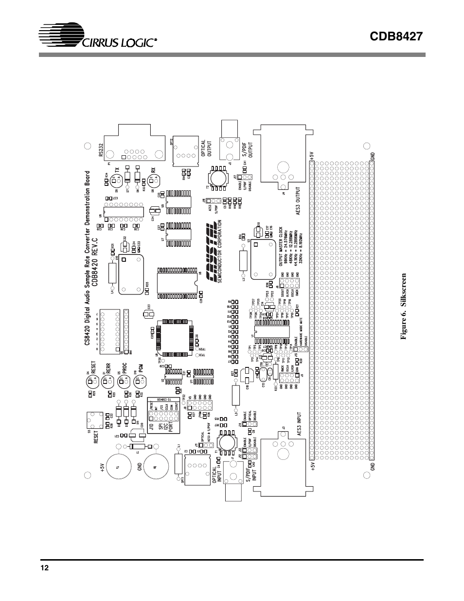Figure 6. silkscreen, Cdb8427 | Cirrus Logic CDB8427 User Manual | Page 12 / 14
