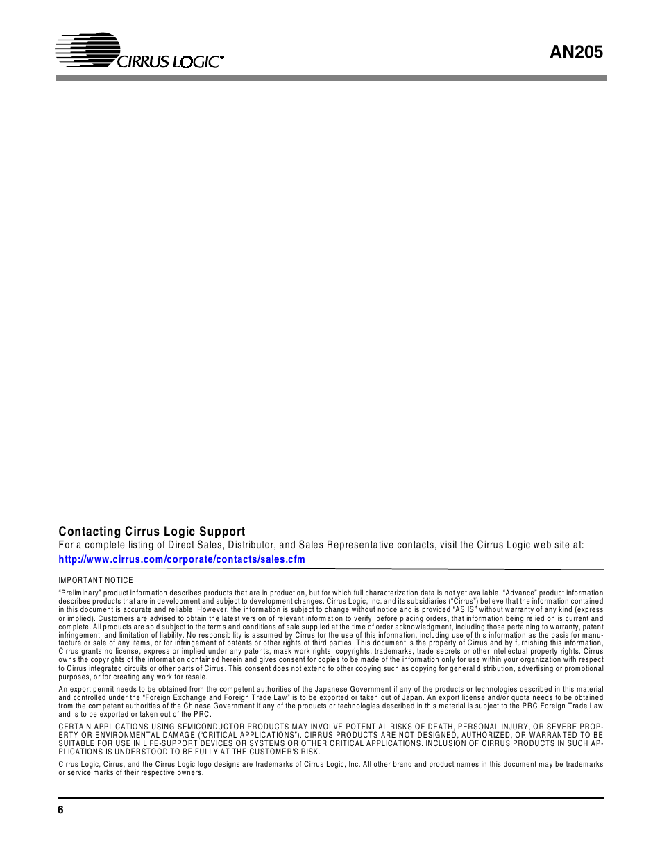 An205, Contacting cirrus logic support | Cirrus Logic AN205 User Manual | Page 6 / 6